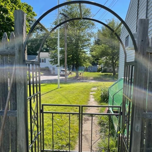 3.7ft Wide X 6.9ft High Garden Arch Arbor with Gate, Sturdy Garden Arbor Trellis, Iron Pergola Arbour for Garden Entrance, Weather Resistant Easy-to-Assemble(White)
