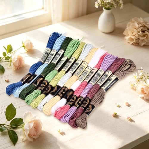 Image of 12 Skeins 105 Yards Rainbow Embroidery Floss for Jewelry Making
