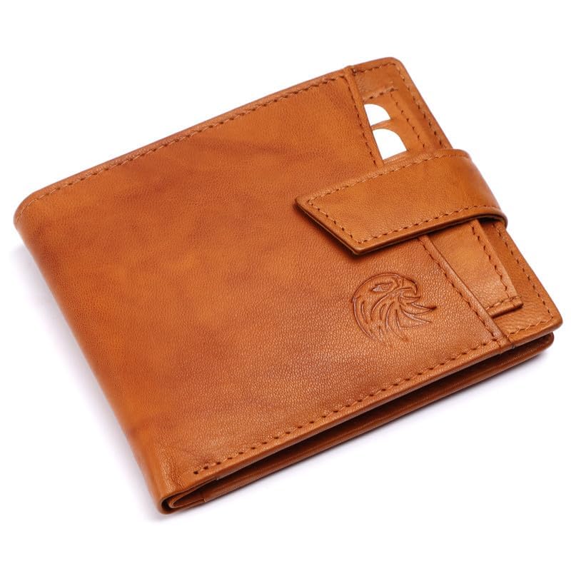 Men’s Formal Leather RFID Wallet – 8 Card Slots, Bifold, Slim Design, Gift Box Included (Tan)