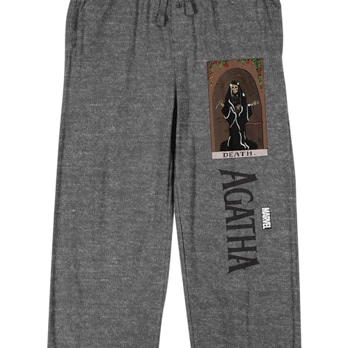 Agatha All Along Death Tarot Card Adult Gray Heather Sleep Pajama Pants2