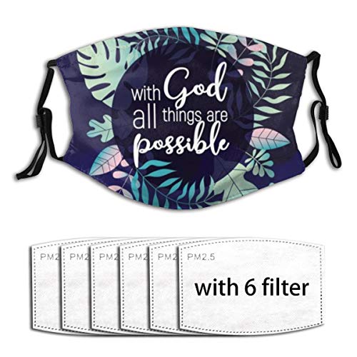 One-Day Sale: Up to 50% Off Nonbrand ANIUERLN DIY Reusable Adjustable Face Mouth Protection with 5-Layer Filter for Running Outdoor Print with Christian Message with Tropical Leaf(1)
