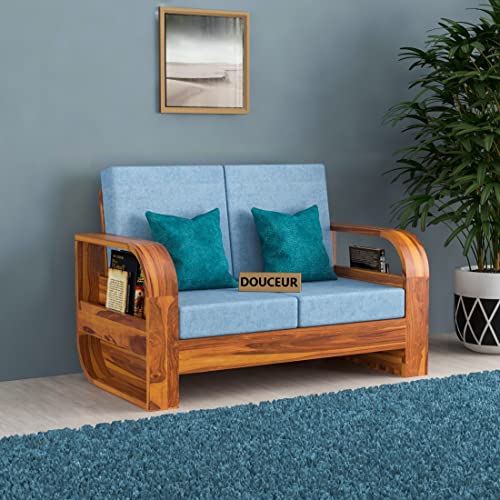 Image of Douceur Furnitures Solid Sheesham Wood 2 Seater Sofas | Two Seater Sofa for Living Room, Cafe, Office | (Design-6)