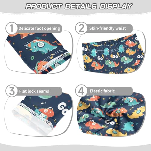senya Girls Printed Leggings Yoga Pants Dinosaur Headset Leaves Go Pattern for Kids in 4t to 10 Years, 4T3