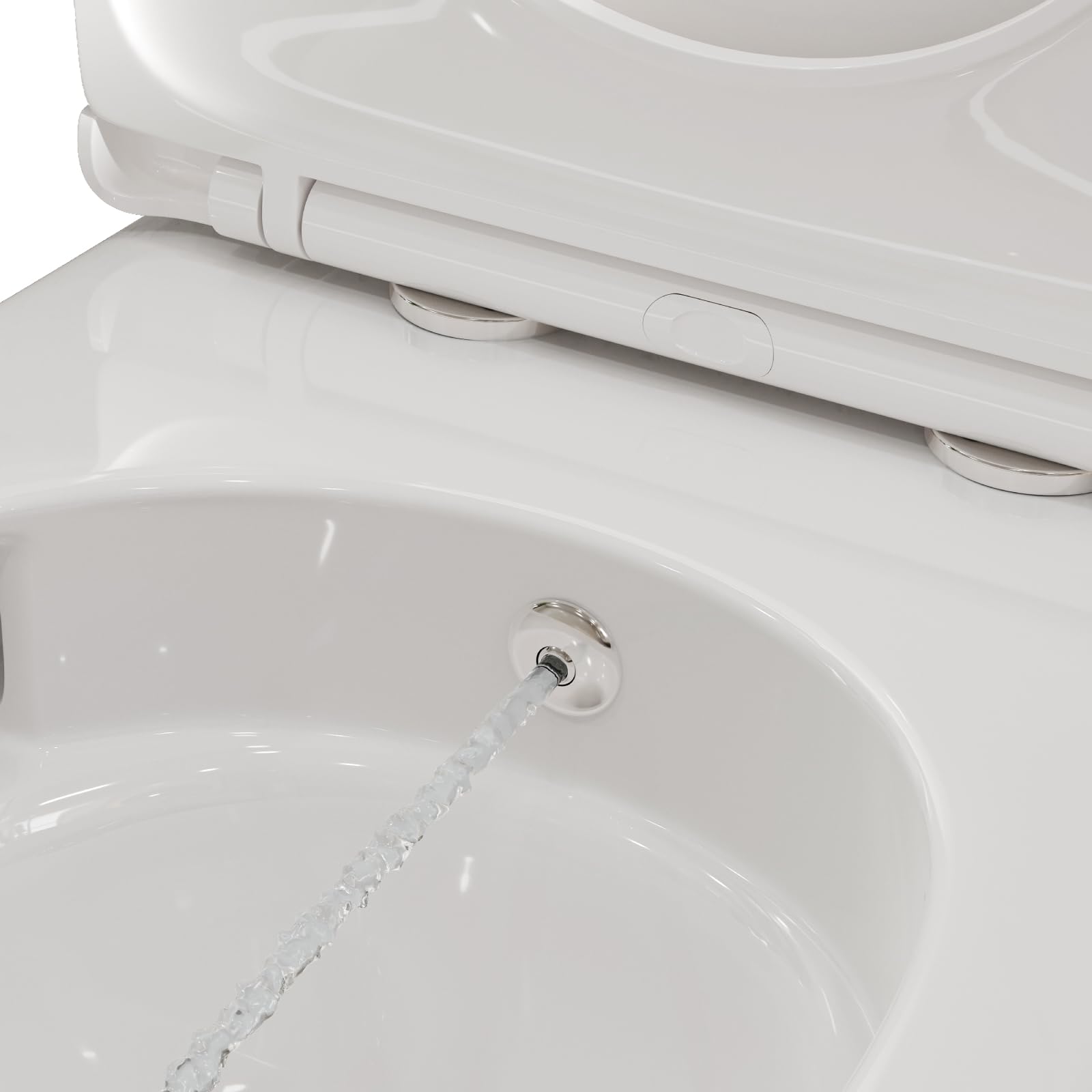 Inodoro de ducha sin borde con boquilla integrada, inodoro Taharet con grifo de agua fría/caliente, colgante redondo, inodoro de pared blanco con nano, inodoro con tapa de inodoro con descenso