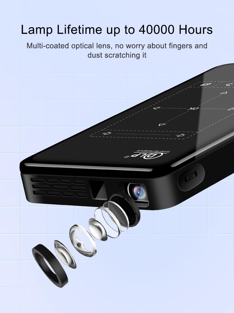 OBA Proiettore DLP Tascabile P09-II, 4K Ultra HD, Android 9.0, Amlogic T972, WiFi Dual Band 2.4G/5G, Batteria 4000mAh, Correzione Trapezoidale, Touch Panel