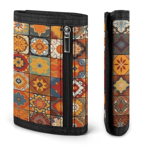 Group of Moroccan Geometric Trifold Wallet for Men - Money Clip Slim Wallets with Multiple Card Slots Minimalist Small Front Pocket Wallet for Everyday Carry3