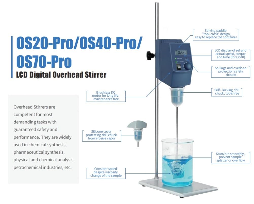 Agitateur Vertical de Laboratoire 20 L/40 L/70 L, mélangeur Vertical numérique LCD électrique OS70-Pro, équipement de Laboratoire(OS70-Pro)