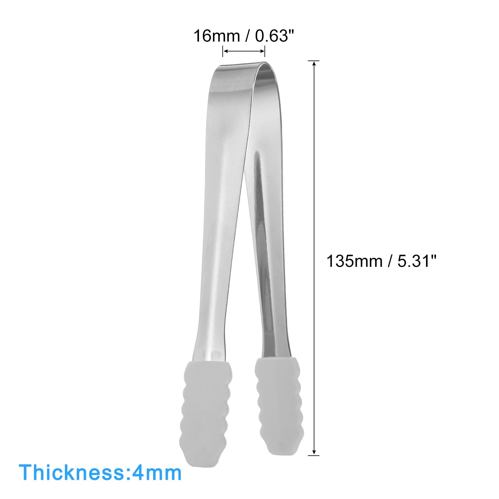 uxcell Serving Tongs, 7pcs 5.3Inch, Stainless Steel Ice Tongs with Silicone Head, Tiny Tongs for Appetizers Sugar, Desserts - Image 2