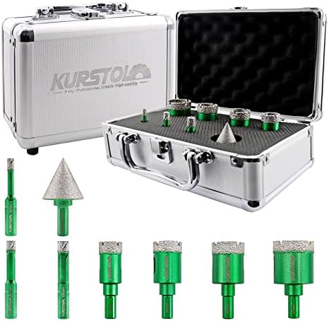 KURSTOL Tile Hole Saw Kit - 5pcs Diamond Core Drill Bits 25/35/40/50/68MM+1pc 20MM Diamond Finger Milling Bit M14 thread for Porcelain Ceramic Tile Granite Marble Angle Grinder