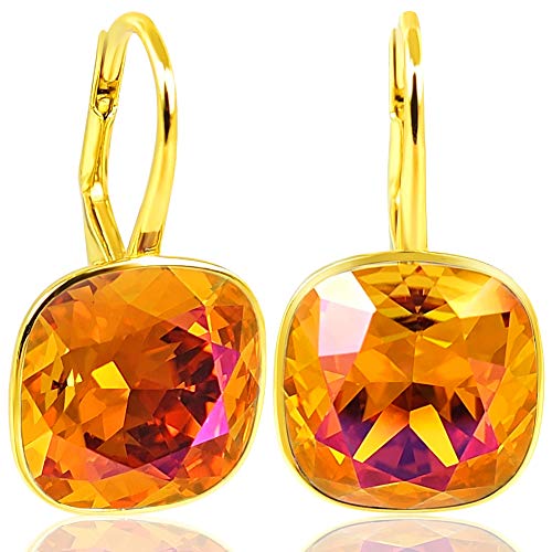 Preisvergleich Produktbild 925 Ohrringe mit Kristallen von Swarovski® Gold Feueropal NOBEL SCHMUCK