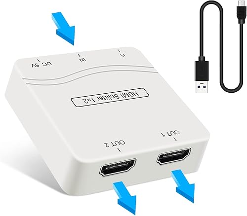 Divisor HDMI 1 en 2 salidas amplificador de distribución HDMI 3D 4K UHD 1080P 60HZ Splitter 1x2 HDMI Duel Screen Duplicator soporta HDCP