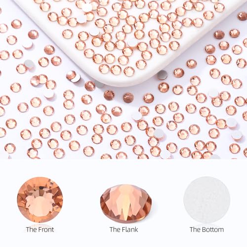 Image of Champagne Flatback Rhinestones, Glass Rhinestones for Nail Art and Craft, Glue Fix, Loose Crystal Gemstones(Champagne, SS12, 2880pcs, 2.9-3.0mm)