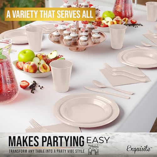 Image of Exquisite 350 Pcs Ivory Plates and Napkins Party Supplies Plate Sets