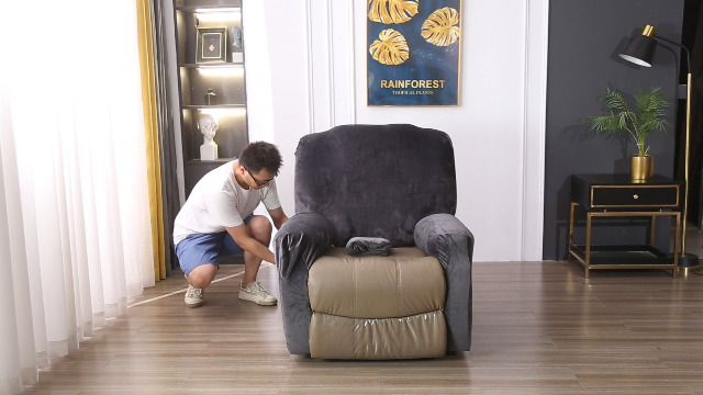 4-Pezzo Velluto Copripoltrona Relax Reclinabile, Fodera per Poltrona Elasticizzato 1 Posto con Tasche, Morbido Coprisedile Poltrona Lavabile Antiscivolo Copripoltrona (Giallo