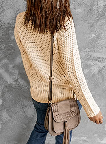 image for Asvivid Chunky Womens Cowl Neck Sweaters Plus Size Comfy Cable Knit Sw