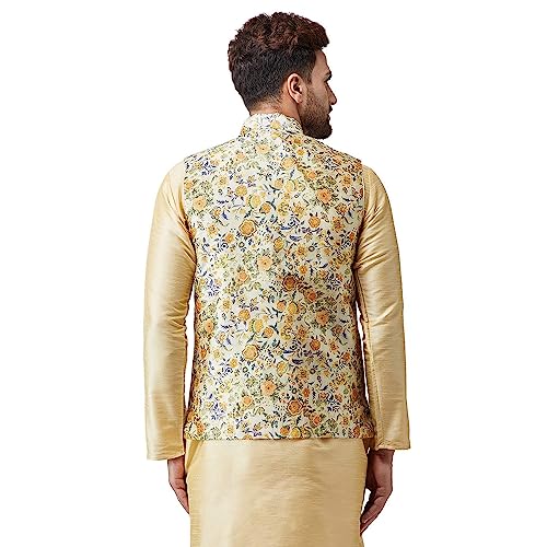 Men's Silk Vests Floral Printed Waistcoat Indian Wedding Festival and Casual Party Wear Slim Fit Sleeveless Vest for Men3