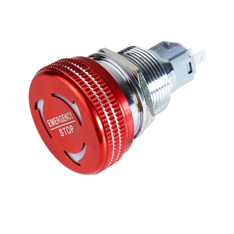 Rotation Stop Button Metal Emergency Switch Brake 16/19/22mm with Plug-in Base 1Pcs(16MM Type E,1NO1NC)