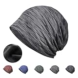 [Mmlnrc] ニット帽 メンズ 二重構造 裏起毛 冬 帽子 レディース 防寒対策 ナイトキャップ 防風 ビーニー 防寒グッズ ニットキャップ 大きいサイズ 美シルエット ケア帽子 ユニセックス フリーサイズ 男女兼用 柔らかい・伸縮性・無地(メッシュ仕様-ダークグレー)
