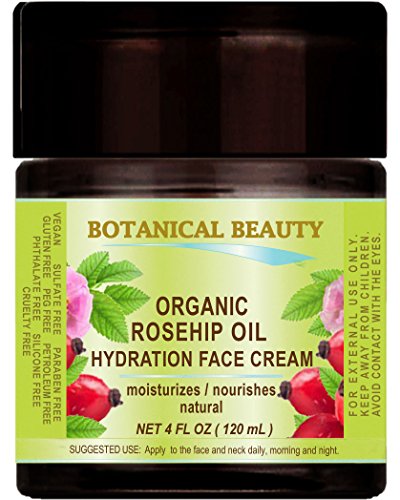 ORGANIC ROSEHIP OIL HYDRATION FACE CREAM. For Normal - Dry - Sensitive Skin. Moisturized and nourished 4 Fl. oz. - 120 ml.