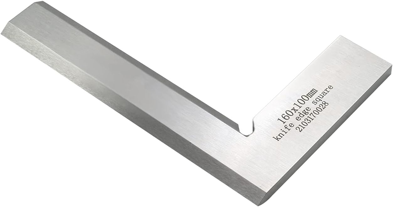 Utoolmart Precision Square Woodworking Ruler Machinist Engineer Carpenter Square 90 Degree Right Angle Ruler Ledge-It Try & Mitre Square Bevel Edge Solid Steel Square 6.3 x 4 Inch