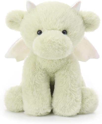 Vista 13 de Apricot Lamb Juguetes de peluche verde de dinosaurio dragón de peluche, suave, perfecto para niños (mediano, 12 pulgadas) Verde,Negro,Azul