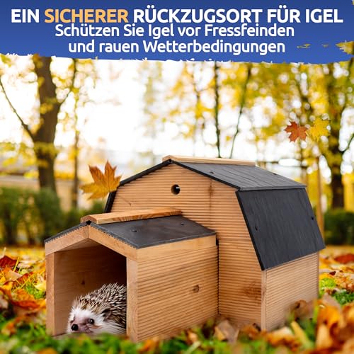 STAHLMANN® Igelhaus Winterfest[Made IN EU ] – Premium Igelfutterhaus (Made in Europe) – Hochwertiges Igelhaus & Schlafhaus – Igelhotel, Futterhaus & Igelhöhle