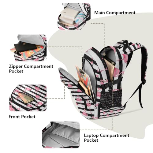 Mochila de 17.5 pulgadas con compartimento acolchado para portátil y diseño de rayas 5