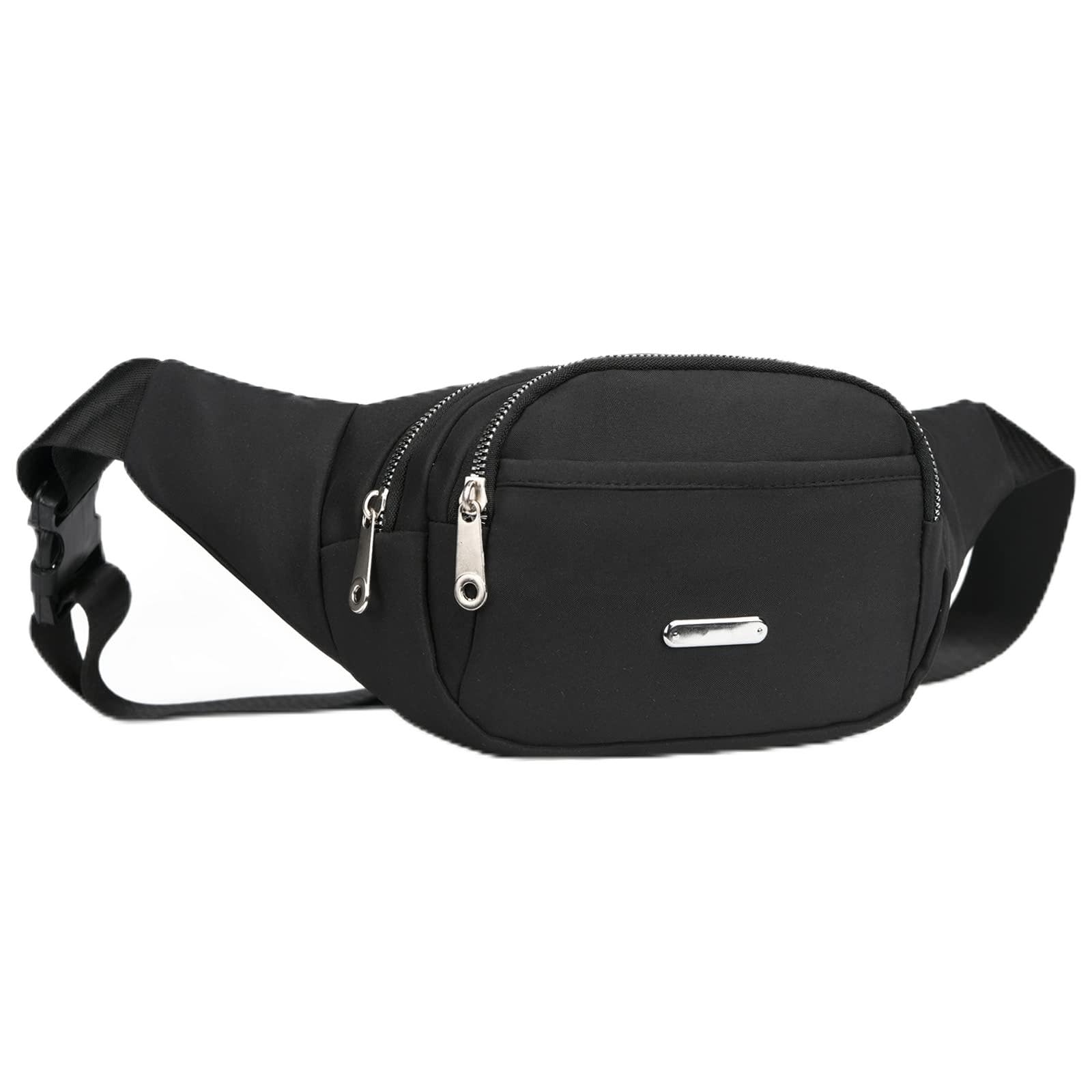 DAITET Fanny Pack for Men&Women, Crossbody Waist Bag with Adjustable Belt, Large Capacity Bum Bag for Traveling Hiking Cycling Workout Casual(Open Slash Black) — image 1