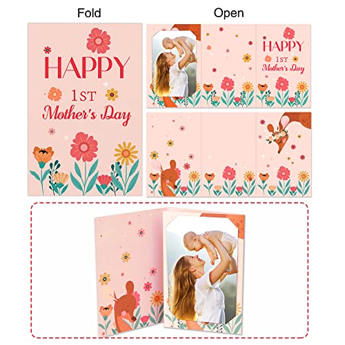 Waahome First Mothers Day Card For Mom From Daughter Son Baby, Folding Happy 1St Mothers Day Card With Photo Insert, Flower Mothers Day Gift Card For First Time Mom New Mom Expecting Mom Mother To Be Mommy #TOP5