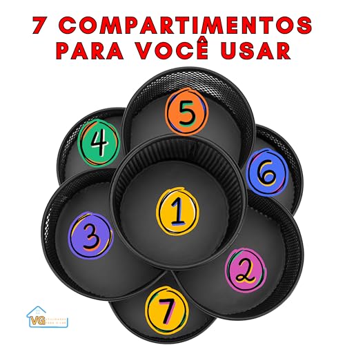 Organizador Giratório 360 Graus para Canetas com 7 Compartimentos - Organização e Praticidade para S