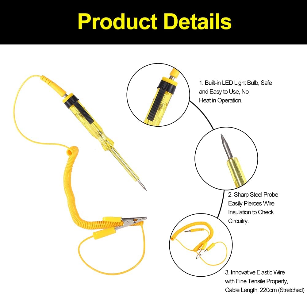Car Fuse Tester, Keenso 6V/24V Continuity Test Light Electrical Circuit