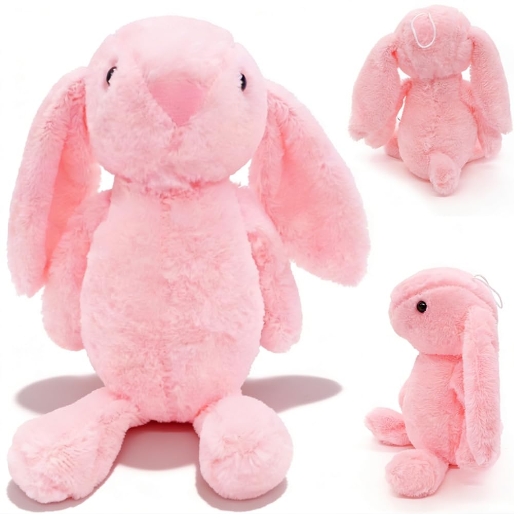 KMFASVX Bunny Soft Plush 25CM Bunny Rabbit Stuffed Animal with Fluffy Soft Ears Rabbits Teddy Rabbit Decorations Gifts For Girls | Pink