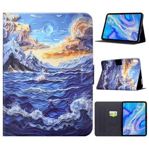 Étui pour iPad 11e génération 11" 2025 en cuir synthétique à vagues avec support multi-angles