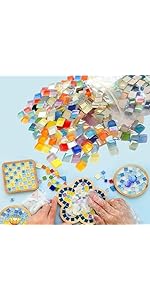 450 Piastrelle Mosaico Vetro JIAMIAN - 1x1cm, Colorate, Per Artigianato E Decorazioni - Foto 9