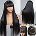 Ruiyu Straight 2x4 Lace Front Wigs Human Hair Wigs with Bangs 180% Density Glueless Human Hair Wigs for Black Women Glueless Wig with Bangs 100% Brazilian Virgin Human Hair Middle Part 22 Inch