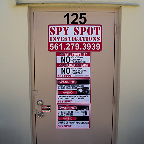 Placa CCTV de plástico Warning Audio and Video Surveillance on Duty At All Times em inglês/espanhol