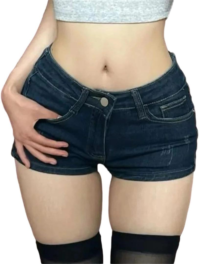 Women's Low Waist Distressed Deep Nightclub Denim Shorts
