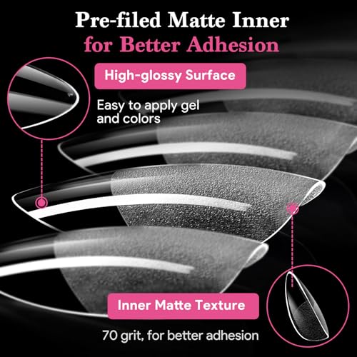 Image of Medium Almond Nail Tips, 15 Sizes 510 PCS Clear Gel Tips