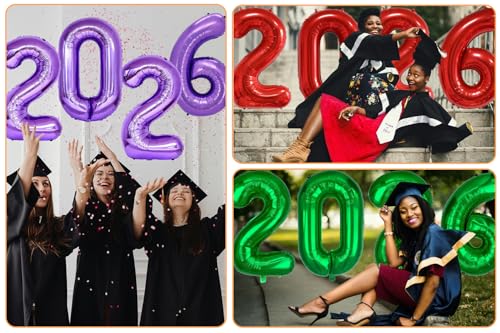 Image of 2026 Purple Foil Numbers Balloons, 32Inch Violet | Huge 2026 Balloons, Lavender Light Purple,For Birthday,Happy New Year Eve, Graduation, Christmas Decorations