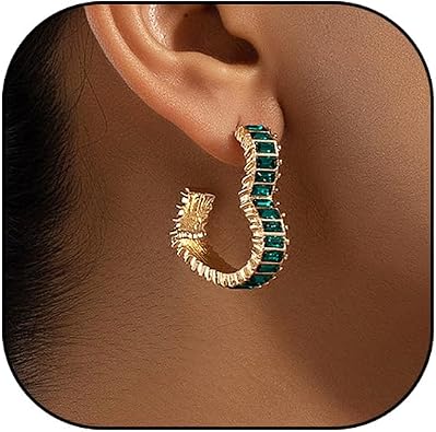 Diamond Clip Earrings Non Pierced,CZ Clip On Ear Cuffs Pressure Stud Earrings,Chunky Crystal Clip Ear Cuff Prom Spiral Compression Earrings for Women