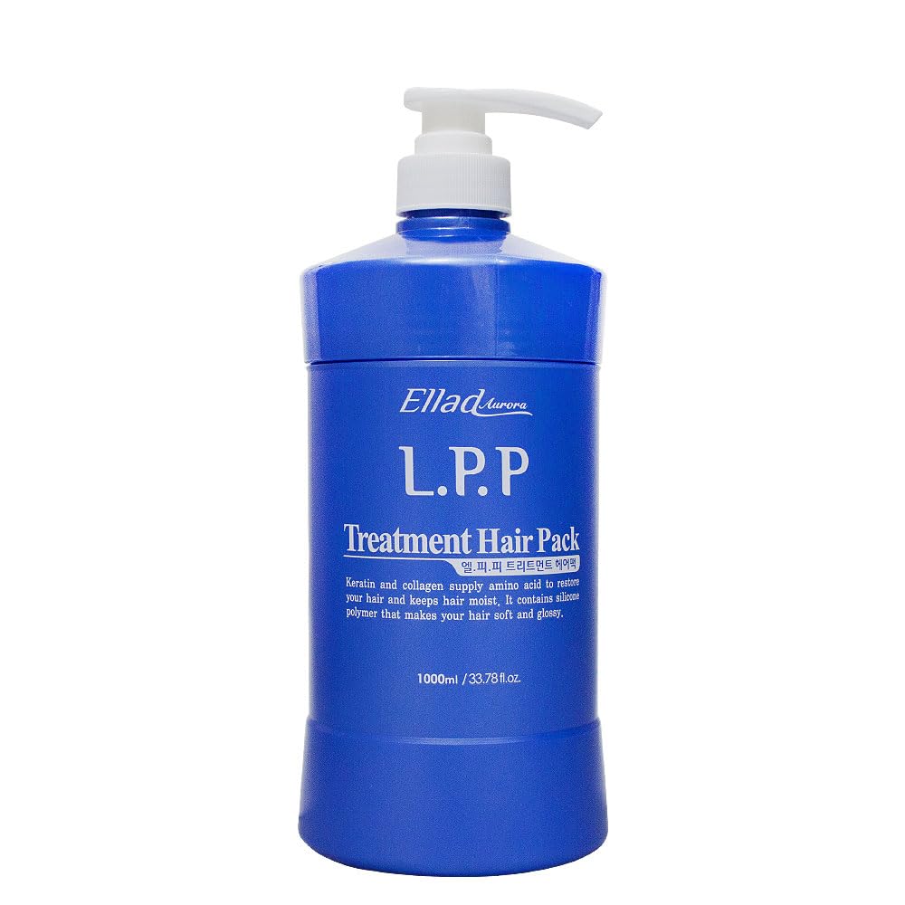 K-Beauty Ellad LPP Hair Repair Treatment 33.8 Ounce – Korean Professional Formula with Hydrolyzed Keratin, Collagen, Argan Oil & Grape Seed – Deep Moisture & Shine for Damaged, Dry, Color-Treated Hair