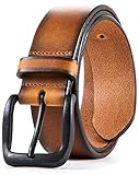 Lebrutt Genuine Men's Leather Belt, Italian Full Grain Leather, Casual Jeans Leather Belts for Men,