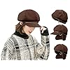 ZffXH Oorkleppen Winter Newsboy Hoeden/Vrouwen Meisjes Vizier Baret Cap/Ketting Riem PU Lederen Warme Hoed