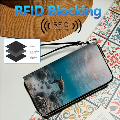 Image of Womens Wallet PU Leather Wristlet Wallets for Women, Large Capacity Lady Fashion Wallet Card Holder Zipper Wallet