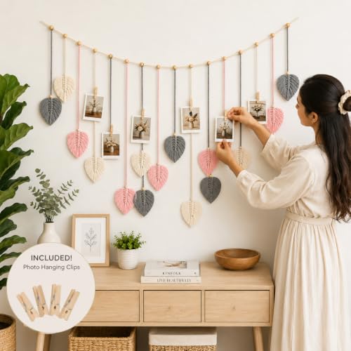 Image of Nostrae by Ekhasa Macrame Wall Hanging Leaves | Boho Wall Hanging Big Size | Handmade Macrame Wall Decor for Bedroom, Living Room, Balcony & Nursery | Boho Theme Home Decor Tapestry
