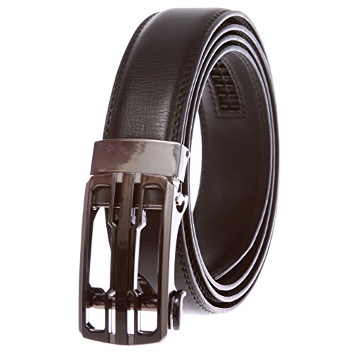 Men's s Automatic Buckle Cut-to-Fit Slide Ratchet Feather Edged Dress Belt4