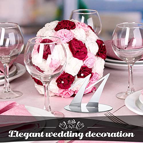 Porte-numéro de table de mariage acrylique argenté pour réception festive - 4
