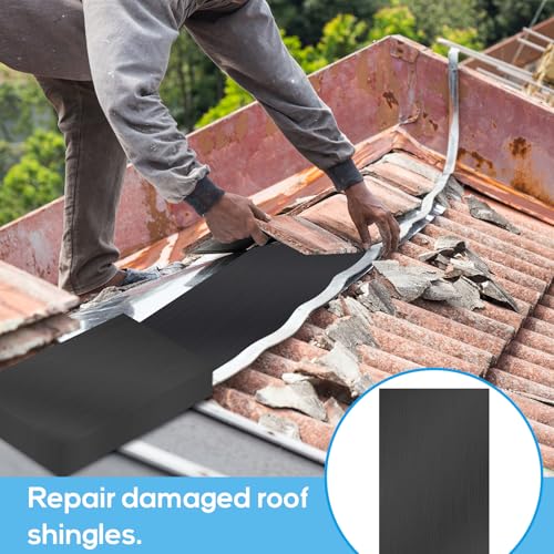 Image of Therwen 40 Pcs Aluminum Flashing Roof Sheet 5 x 7 Inch, Black