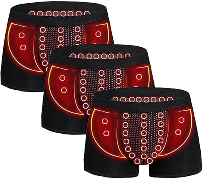 3 Pack Men's Underwear Magnetic Therapy Boxer Briefs Comfort Plus Size Briefs