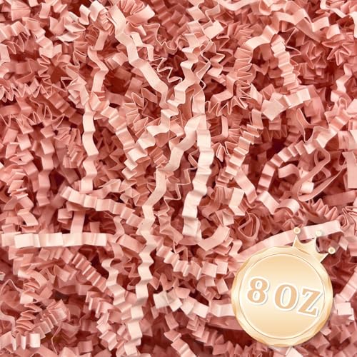 Image of Zankubom 1 /2LB Pink Crinkle Cut Paper Shred Filler Great for Gift Wrapping, Pink Basket Fillers, Birthday, Gift Wrapping, Valentine's Day Christmas Wedding Party Decor Filling Supplies